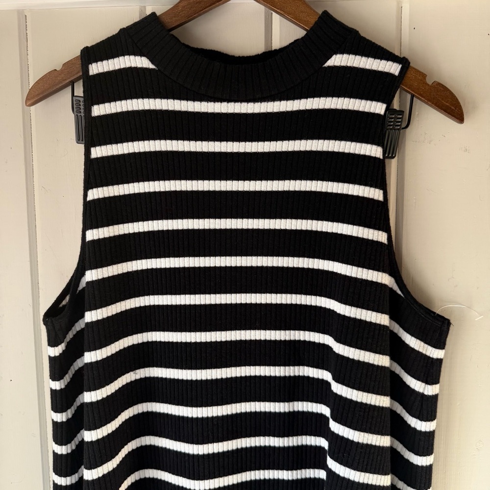 NWOT Black and White Striped Sleeveless Dress, Size XXL - Picture 2 of 4